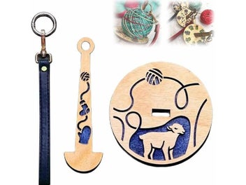 Listing 3 of 10 for 1 Set Portable Wooden Yarn Holder With Wrist Charm For Outdoor Use Foldable