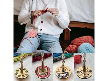 Listing 5 of 10 for 1 Set Portable Wooden Yarn Holder With Wrist Charm For Outdoor Use Foldable