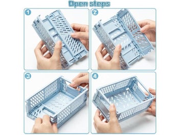Listing 4 of 9 for 4Pcs Mini Stackable Crates Danish Pastel Foldable Baskets Tray With Handles