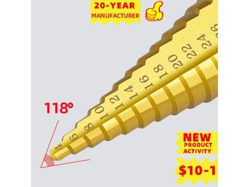 Listing 5 of 10 for ABAOTE Step Drill Bit 4-12 4-20 4-32 1/4/5PCS Titanium Coated Wood Metal Hole