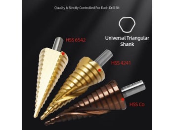 Listing 6 of 10 for ABAOTE Step Drill Bit 4-12 4-20 4-32 1/4/5PCS Titanium Coated Wood Metal Hole