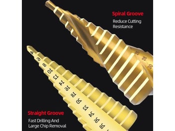 Listing 8 of 10 for ABAOTE Step Drill Bit 4-12 4-20 4-32 1/4/5PCS Titanium Coated Wood Metal Hole