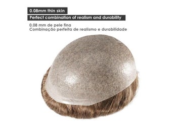 Listing 7 of 10 for Wig Male Men Capillary Prosthesis Toupee 0.06-0.08mm Full Skin Natural Hair