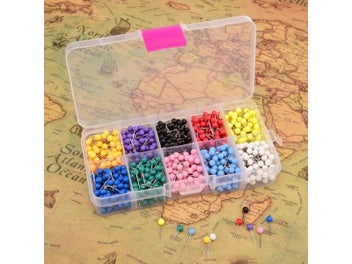 Listing 5 of 9 for 500Pcs Multi-Color Push Pins Map Tacks Round Head With Stainless Point For