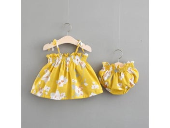 Listing 3 of 8 for 3Pcs Toddler Summer Outfits Floral Strappy Tank Tops Elastic Waist Pantie