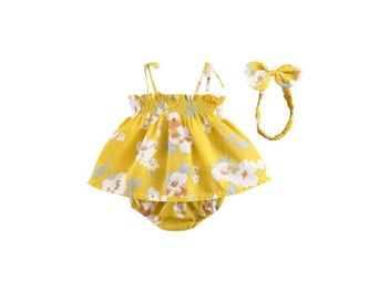 Listing 6 of 8 for 3Pcs Toddler Summer Outfits Floral Strappy Tank Tops Elastic Waist Pantie