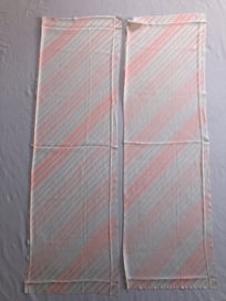 Listing 3 of 14 for Vintage Japanese Pink Diagonal Stripe Silk Fabric Pieces Kimono Panels X2
