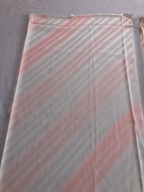 Listing 6 of 14 for Vintage Japanese Pink Diagonal Stripe Silk Fabric Pieces Kimono Panels X2