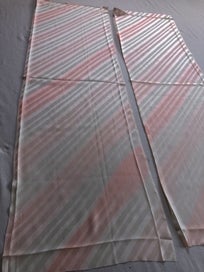Listing 12 of 14 for Vintage Japanese Pink Diagonal Stripe Silk Fabric Pieces Kimono Panels X2