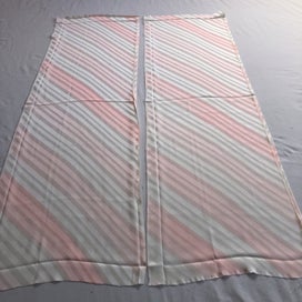 Listing 10 of 14 for Vintage Japanese Pink Diagonal Stripe Silk Fabric Pieces Kimono Panels X2
