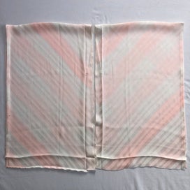 Listing 14 of 14 for Vintage Japanese Pink Diagonal Stripe Silk Fabric Pieces Kimono Panels X2