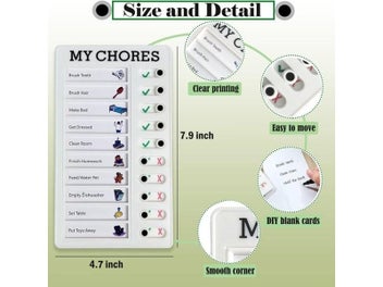 Listing 5 of 10 for Kids Chore Chart Plastic Checklist Task Board Detachable To Do List My Chores