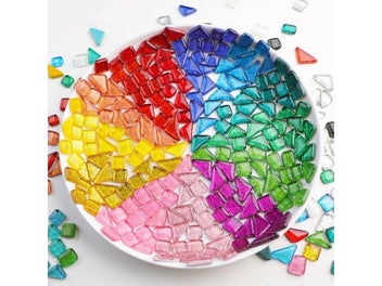 Listing 3 of 10 for 100g Assorted Color Glitter Glass Mosaic Tiles For DIY Crafts Supplies Blue