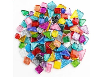 Listing 8 of 10 for 100g Assorted Color Glitter Glass Mosaic Tiles For DIY Crafts Supplies Blue