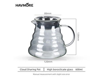 Listing 1 of 10 for Heat Resistant Borosilicate Glass Hand Drip Coffee Pot Carafe Share Pot Pour