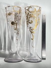 Listing 6 of 18 for Attributed François Théodore Legras or Baccarat – Tall Hand-Gilded Antique Vases