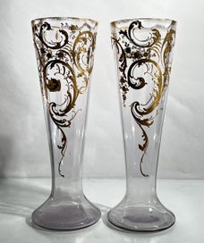 Listing 1 of 18 for Attributed François Théodore Legras or Baccarat – Tall Hand-Gilded Antique Vases