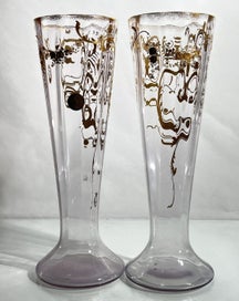 Listing 3 of 18 for Attributed François Théodore Legras or Baccarat – Tall Hand-Gilded Antique Vases