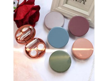 Listing 3 of 9 for Solid Color Elegant Lady Contact Lens Case With Mirror Cosmetic Contact Box