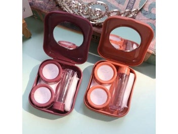 Listing 6 of 9 for Solid Color Elegant Lady Contact Lens Case With Mirror Cosmetic Contact Box