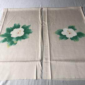 Listing 2 of 16 for Vintage Japanese Silk Fabric Pieces Floral Print Kimono Panels x2