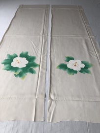 Listing 6 of 16 for Vintage Japanese Silk Fabric Pieces Floral Print Kimono Panels x2
