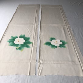 Listing 9 of 16 for Vintage Japanese Silk Fabric Pieces Floral Print Kimono Panels x2