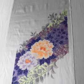 Listing 7 of 13 for Vintage Japanese Floral Print Silk Fabric Piece