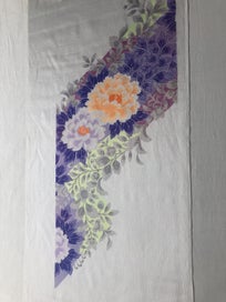 Listing 6 of 13 for Vintage Japanese Floral Print Silk Fabric Piece