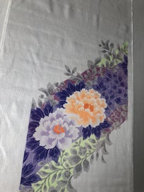 Listing 10 of 13 for Vintage Japanese Floral Print Silk Fabric Piece