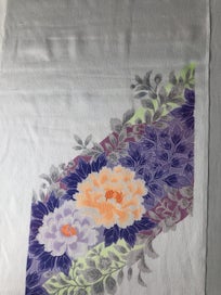 Listing 9 of 13 for Vintage Japanese Floral Print Silk Fabric Piece