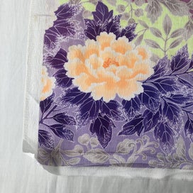 Listing 6 of 16 for Vintage Japanese Silk Floral Print Fabric Piece