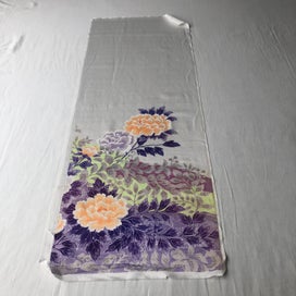 Listing 2 of 16 for Vintage Japanese Silk Floral Print Fabric Piece