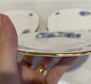 Listing 6 of 12 for Four Colclough Nigella Blue Flowers Trios (12 Pieces) - Stunning