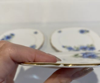 Listing 7 of 12 for Four Colclough Nigella Blue Flowers Trios (12 Pieces) - Stunning