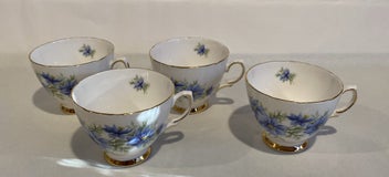 Listing 12 of 12 for Four Colclough Nigella Blue Flowers Trios (12 Pieces) - Stunning
