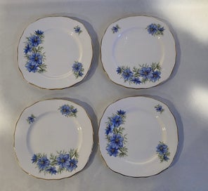 Listing 5 of 12 for Four Colclough Nigella Blue Flowers Trios (12 Pieces) - Stunning