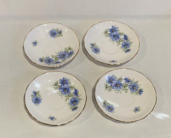 Listing 9 of 12 for Four Colclough Nigella Blue Flowers Trios (12 Pieces) - Stunning