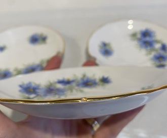 Listing 10 of 12 for Four Colclough Nigella Blue Flowers Trios (12 Pieces) - Stunning
