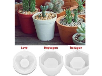 Listing 3 of 10 for 3D Silicone Mold For Diamond Love Heart Round Succulent Flower Pot DIY Ashtray