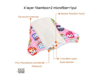 Listing 7 of 10 for Reusable Washable Bamboo Charcoal Panty Liners For Women