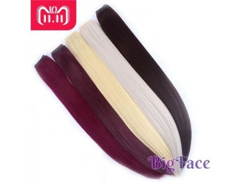 Listing 2 of 11 for Jeedou Straight Hair 5Clips Clip In One Piece Hair Extension Synthetic Black