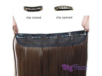 Listing 4 of 11 for Jeedou Straight Hair 5Clips Clip In One Piece Hair Extension Synthetic Black