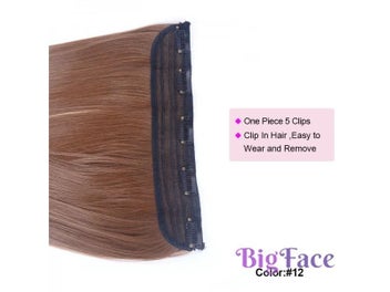 Listing 6 of 11 for Jeedou Straight Hair 5Clips Clip In One Piece Hair Extension Synthetic Black