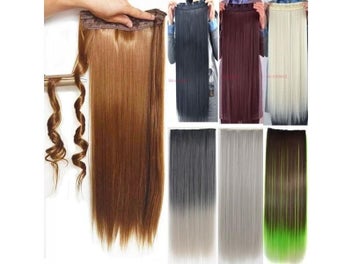 Listing 9 of 11 for Jeedou Straight Hair 5Clips Clip In One Piece Hair Extension Synthetic Black