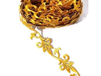 Listing 3 of 9 for Iron On Gold Embroidered Lace Costumes Lace Trims Appliqued Braided Vintage