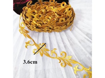 Listing 4 of 9 for Iron On Gold Embroidered Lace Costumes Lace Trims Appliqued Braided Vintage
