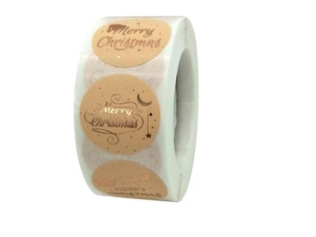 Listing 4 of 9 for Rose Gold Merry Christmas 1inch 100-500pcs Sealing Label Stickers For Party DIY