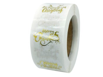Listing 1 of 9 for Rose Gold Merry Christmas 1inch 100-500pcs Sealing Label Stickers For Party DIY