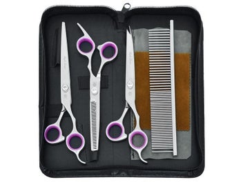 Listing 3 of 9 for 7.0" Purple Dragon Japan Steel Pet Grooming Scissors Dog Curved Shears Puppy